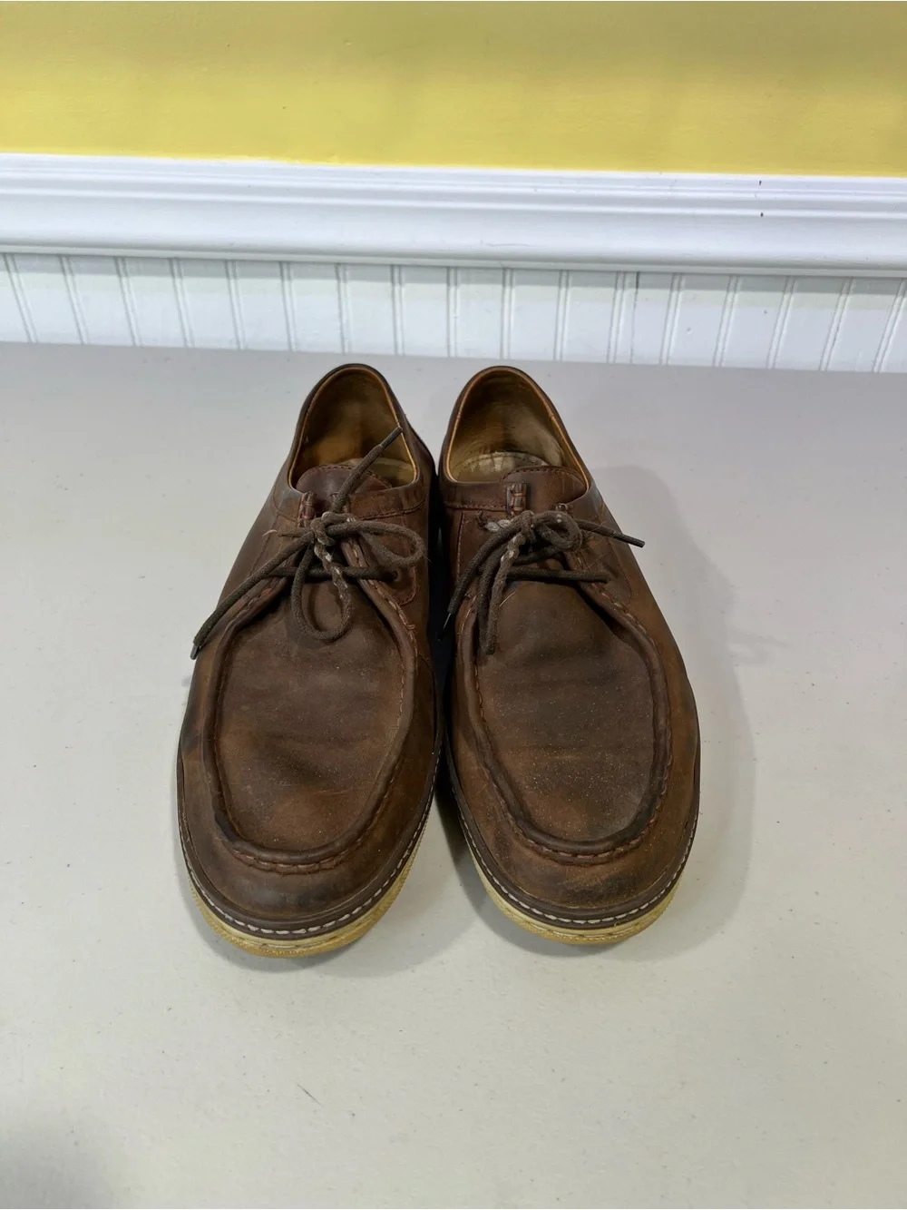 Men's Johnson and Murphy Brown Leather Casual Lace-Up Boat Shoes